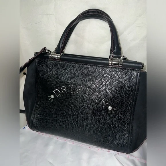 Coach Drifter Grace Pebbled & Suede Leather Studded Framed Satchel NWOT HTF RARE - Picture 4 of 16